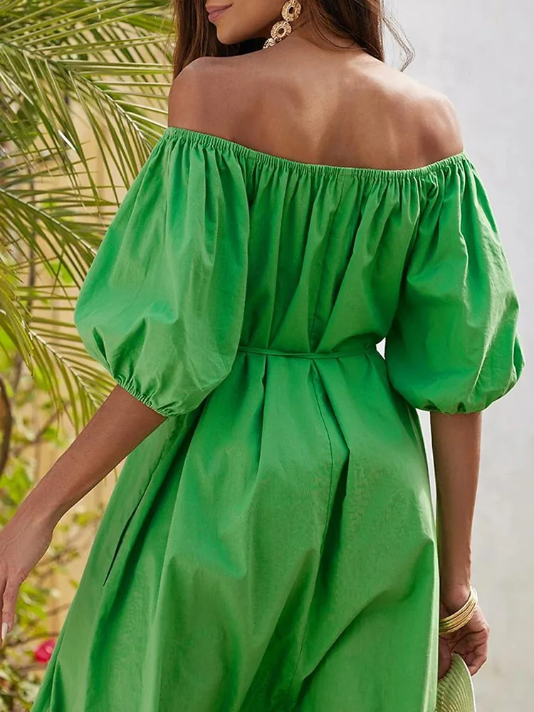 Adoré Zomerjurk | A-lijn gerimpelde Maxi jurk met één schouder