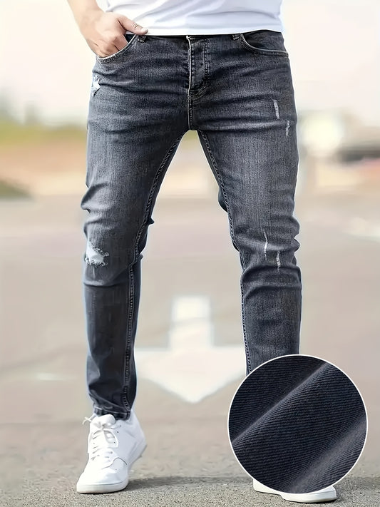Benjamin | Ripped Design Slim Fit Jeans met Medium Stretch voor Lente en Zomer