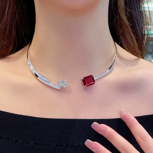 Synthetic Ruby Collar Necklace