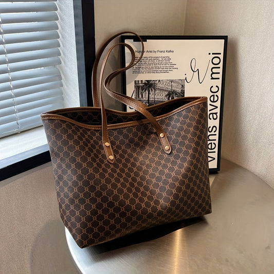 Amber | Retro Draagtas met Geometrische Print en Grote Capaciteit